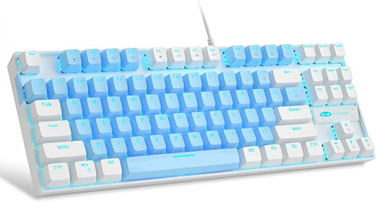 MageGee 75% Mechanical Gaming Keyboard with Blue Switch, LED Blue Backlit Keyboard, 87 Keys Compact TKL Wired Computer Keyboard for Windows Laptop PC Gamer