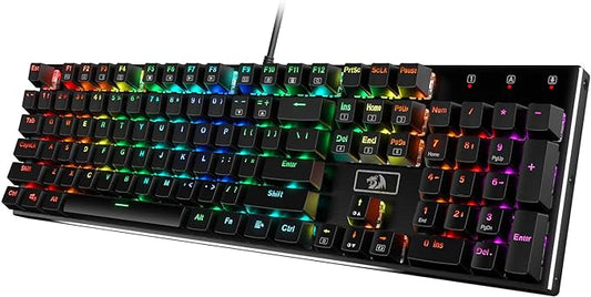 Redragon K556 RGB LED Backlit Wired Mechanical Gaming Keyboard, 104 Keys Hot-Swap Mechanical Keyboard w/Aluminum Base